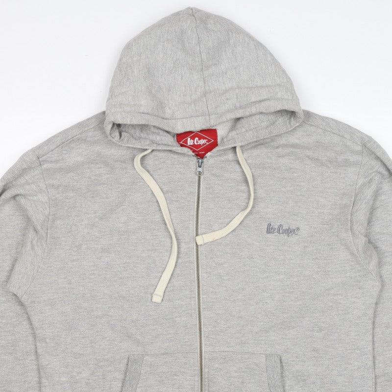 Lee Cooper Mens Grey Small Full Zip Logo Hoodie Hooded Fleece