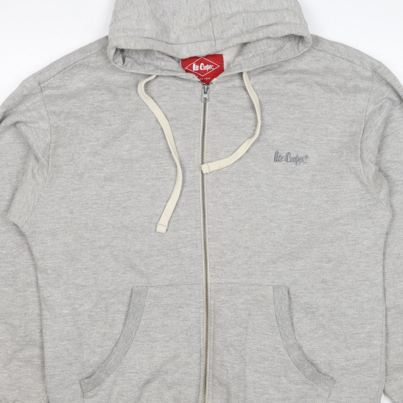 Lee Cooper Mens Grey Small Full Zip Logo Hoodie Hooded Fleece