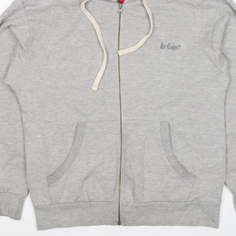 Lee Cooper Mens Grey Small Full Zip Logo Hoodie Hooded Fleece