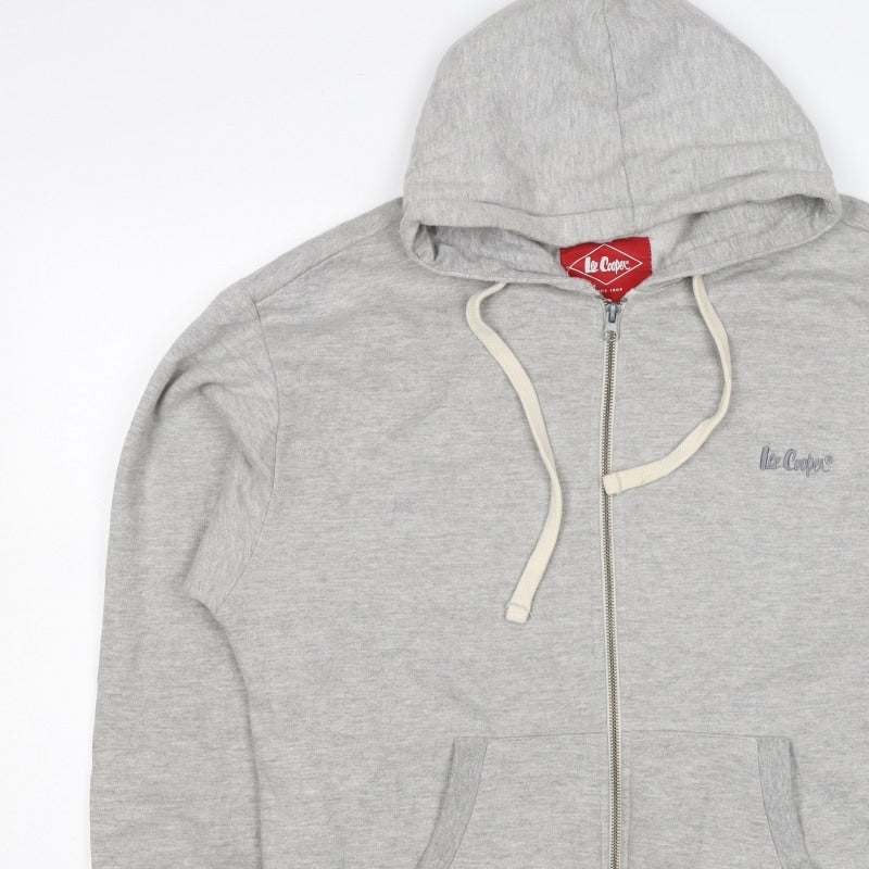 Lee Cooper Mens Grey Small Full Zip Logo Hoodie Hooded Fleece