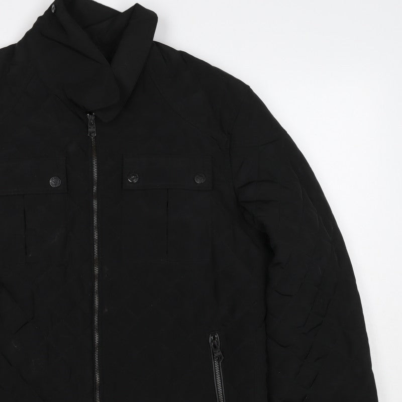 Threadbare Men’s Black L Puffer Jacket Quilted Full Zip