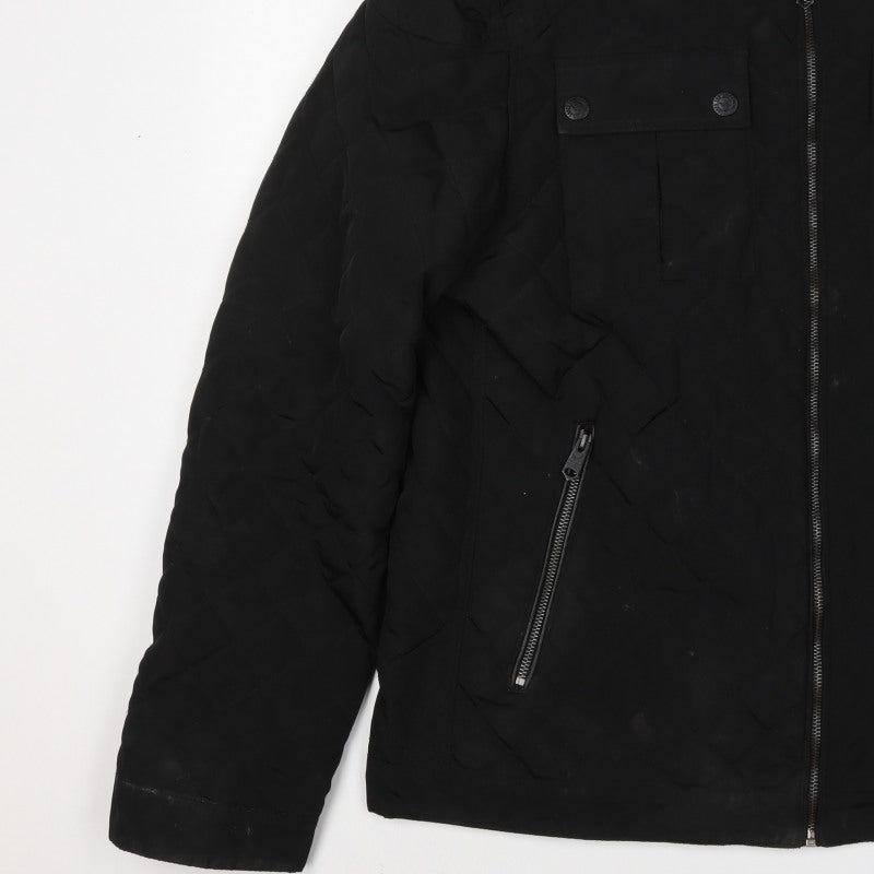 Threadbare Men’s Black L Puffer Jacket Quilted Full Zip