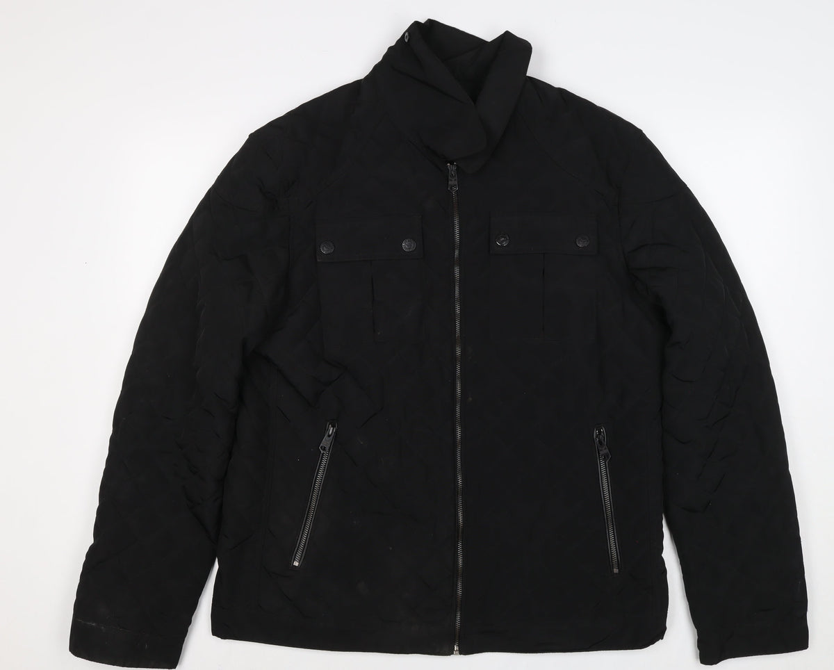 Threadbare Men’s Black L Puffer Jacket Quilted Full Zip
