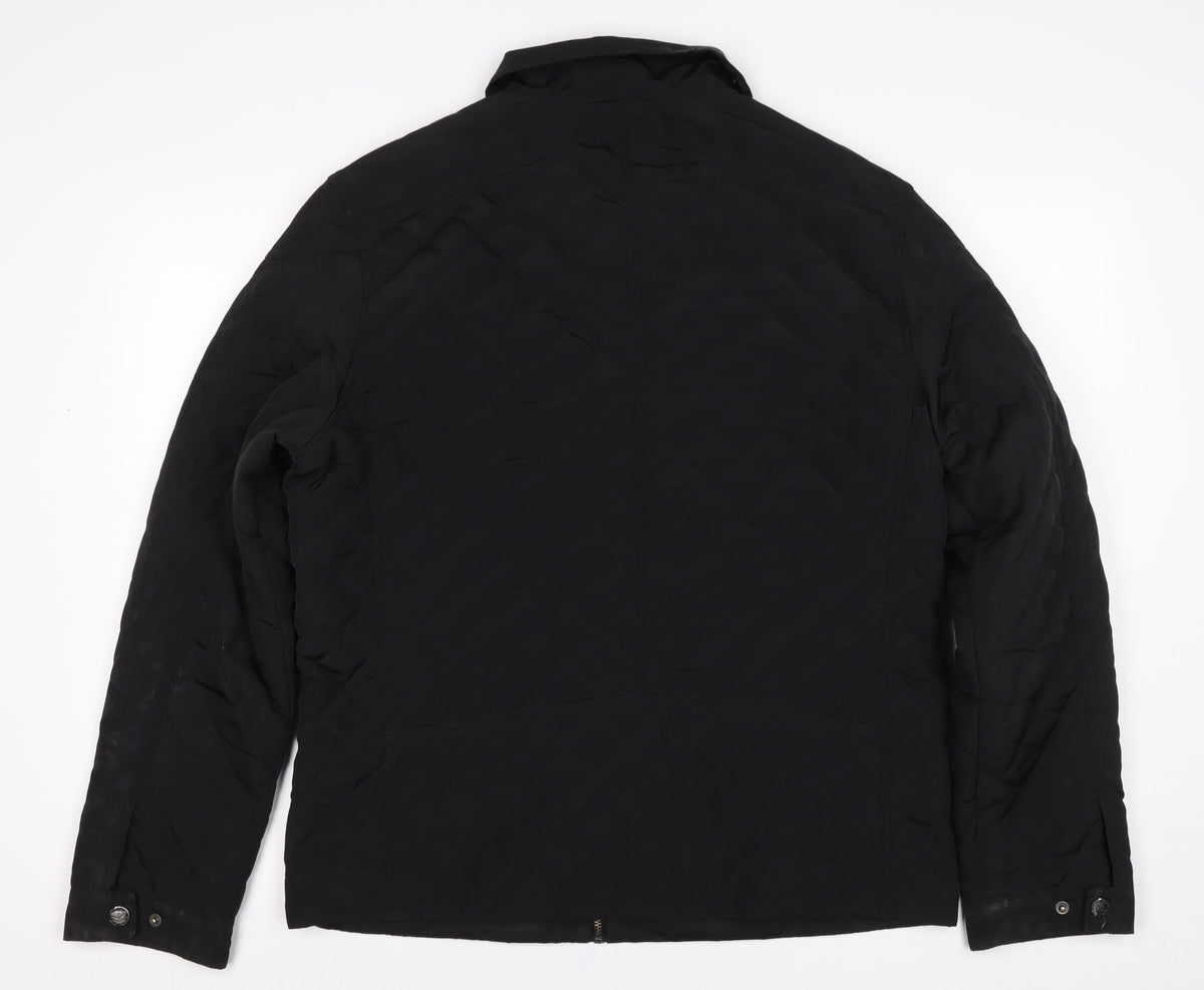 Threadbare Men’s Black L Puffer Jacket Quilted Full Zip