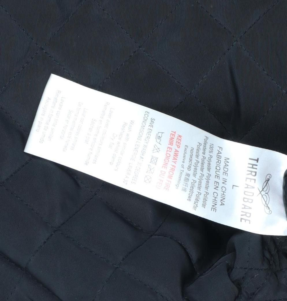 Threadbare Men’s Black L Puffer Jacket Quilted Full Zip