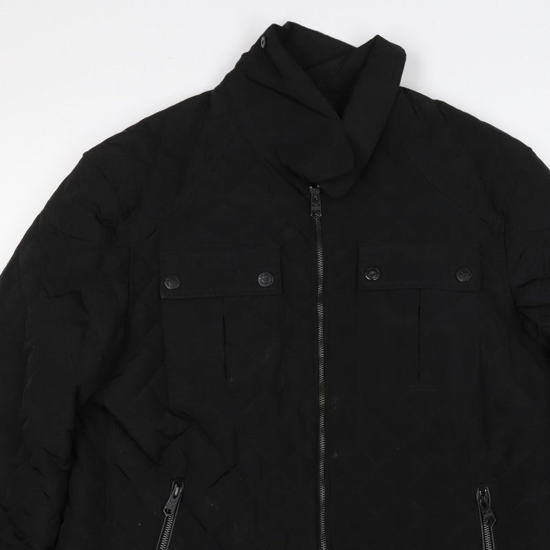 Threadbare Men’s Black L Puffer Jacket Quilted Full Zip