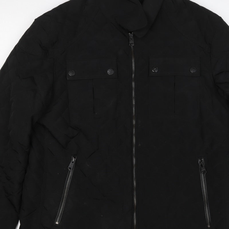 Threadbare Men’s Black L Puffer Jacket Quilted Full Zip