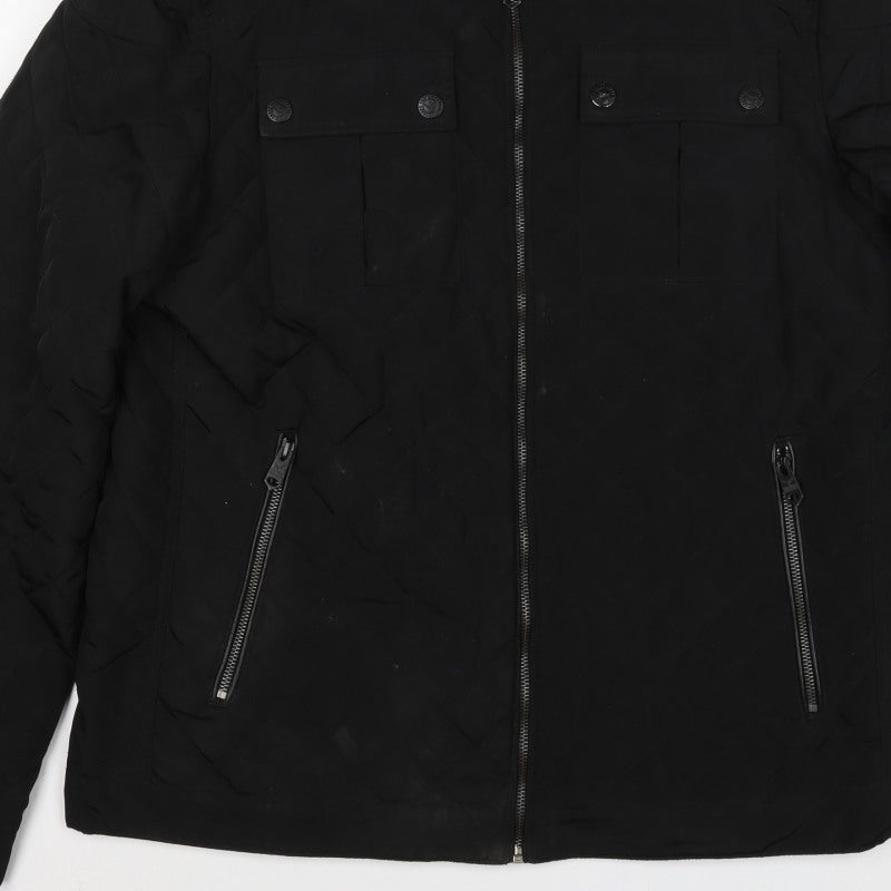 Threadbare Men’s Black L Puffer Jacket Quilted Full Zip
