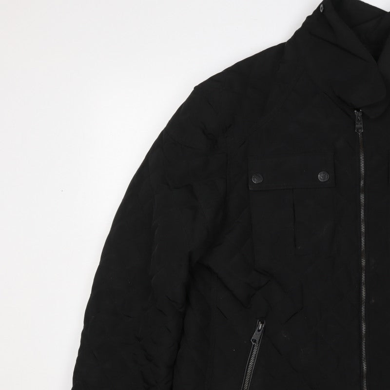 Threadbare Men’s Black L Puffer Jacket Quilted Full Zip
