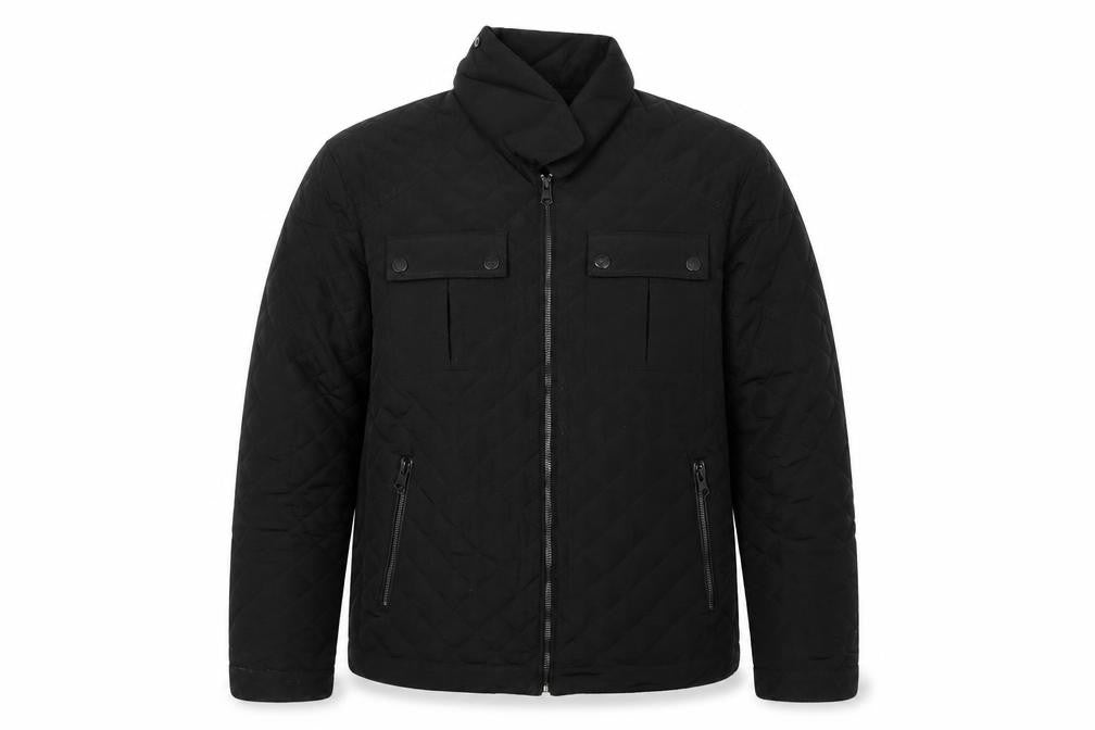 Threadbare Men’s Black L Puffer Jacket Quilted Full Zip