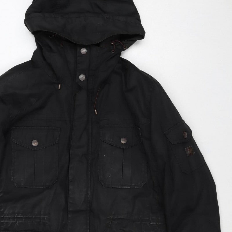 Racing Green Men's Black M Hooded Cotton Parka Utility Jacket