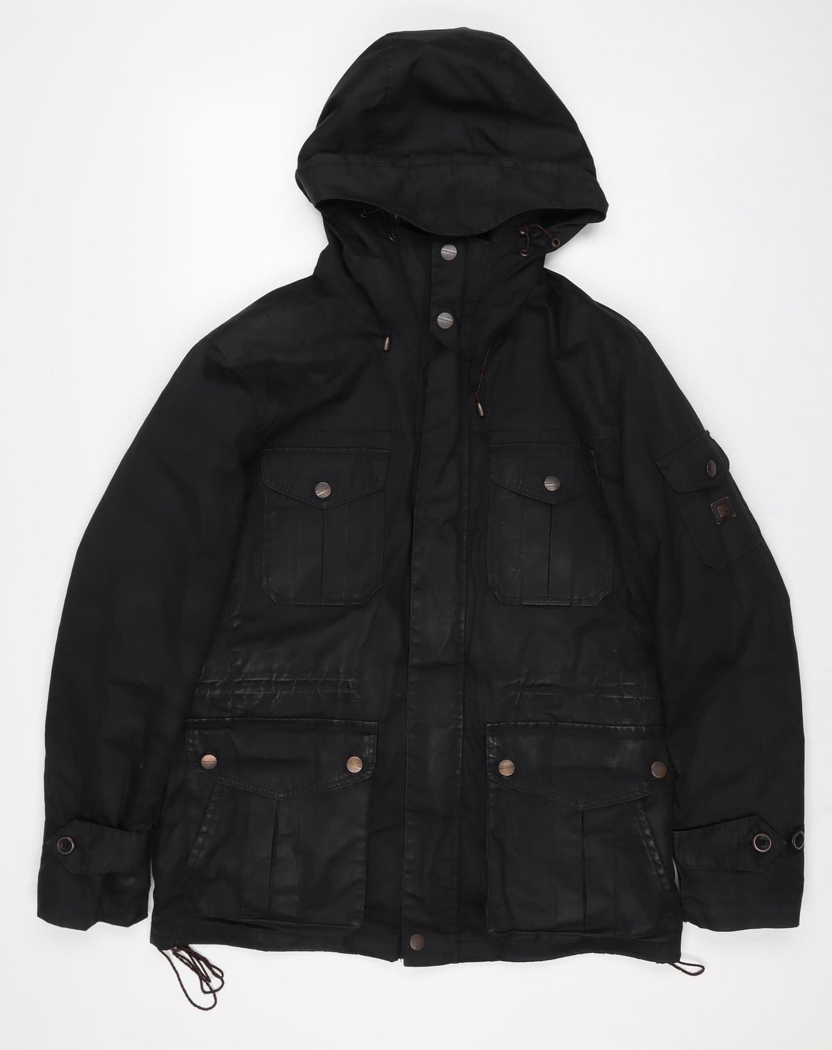 Racing Green Men's Black M Hooded Cotton Parka Utility Jacket