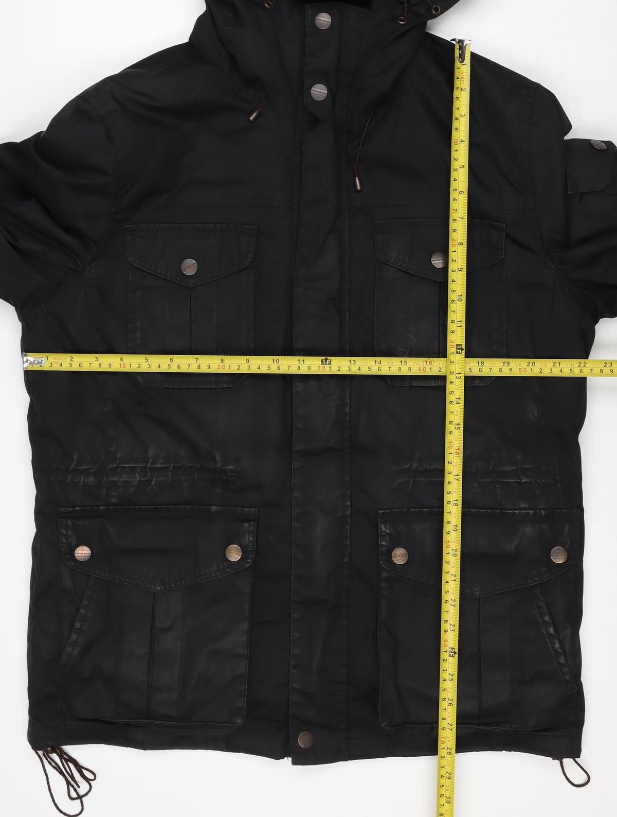 Racing Green Men's Black M Hooded Cotton Parka Utility Jacket