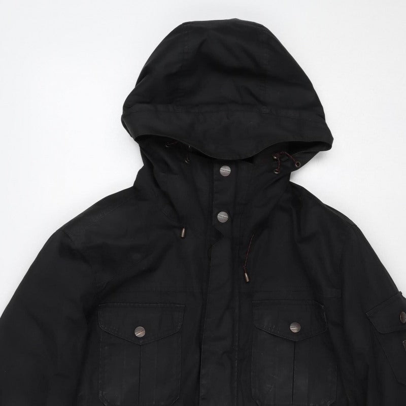 Racing Green Men's Black M Hooded Cotton Parka Utility Jacket