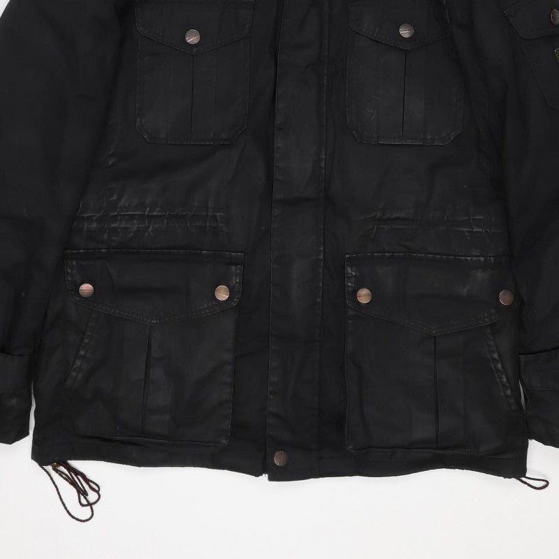 Racing Green Men's Black M Hooded Cotton Parka Utility Jacket