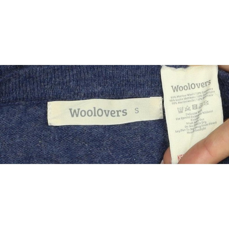 Woolovers Women’s Blue Merino Cashmere Stripe Sleeve Jumper S