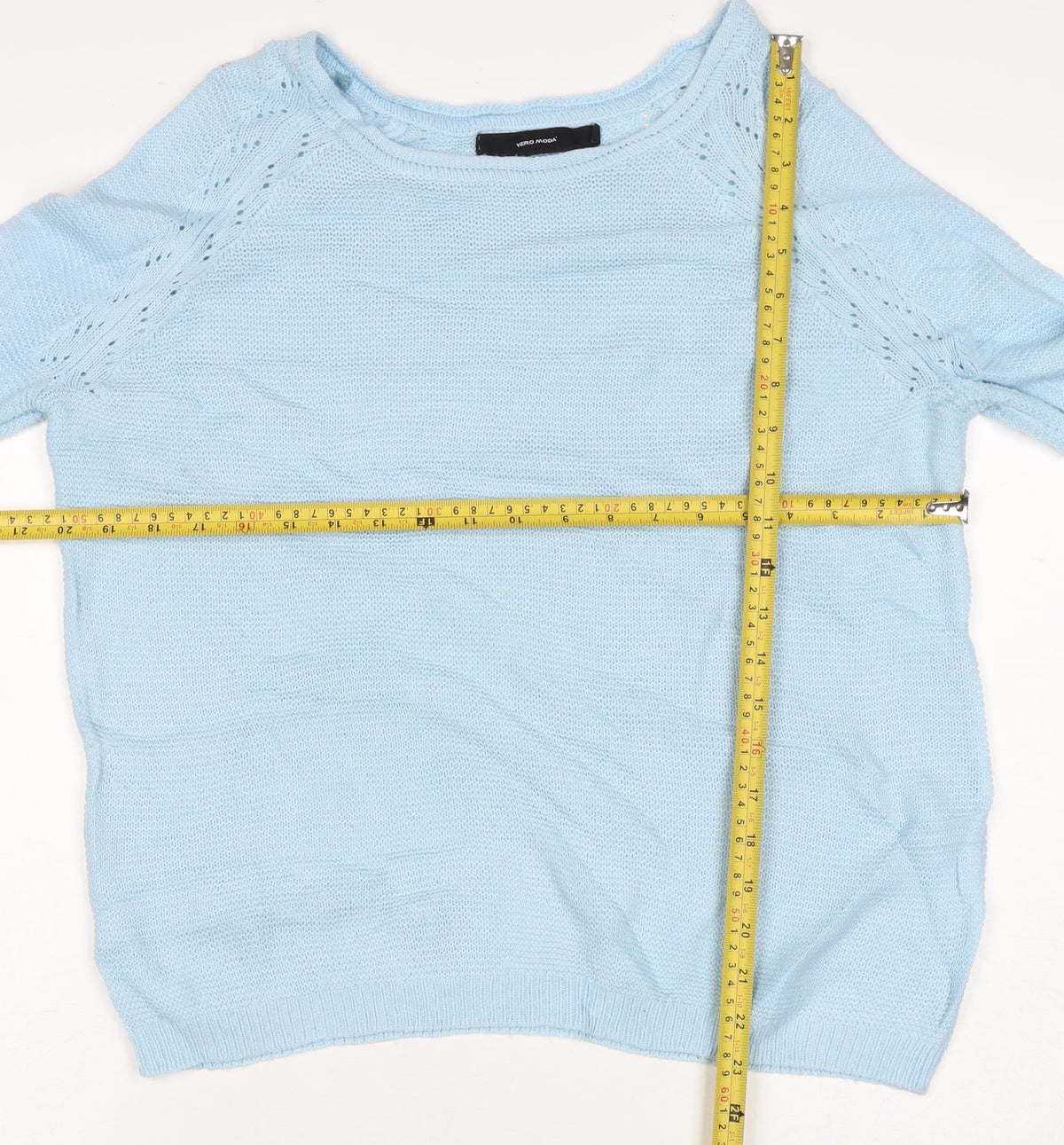 Vero Moda Women’s Blue M Crew Neck Raglan Knit Pullover Jumper