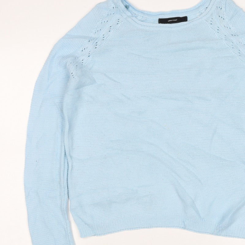 Vero Moda Women’s Blue M Crew Neck Raglan Knit Pullover Jumper