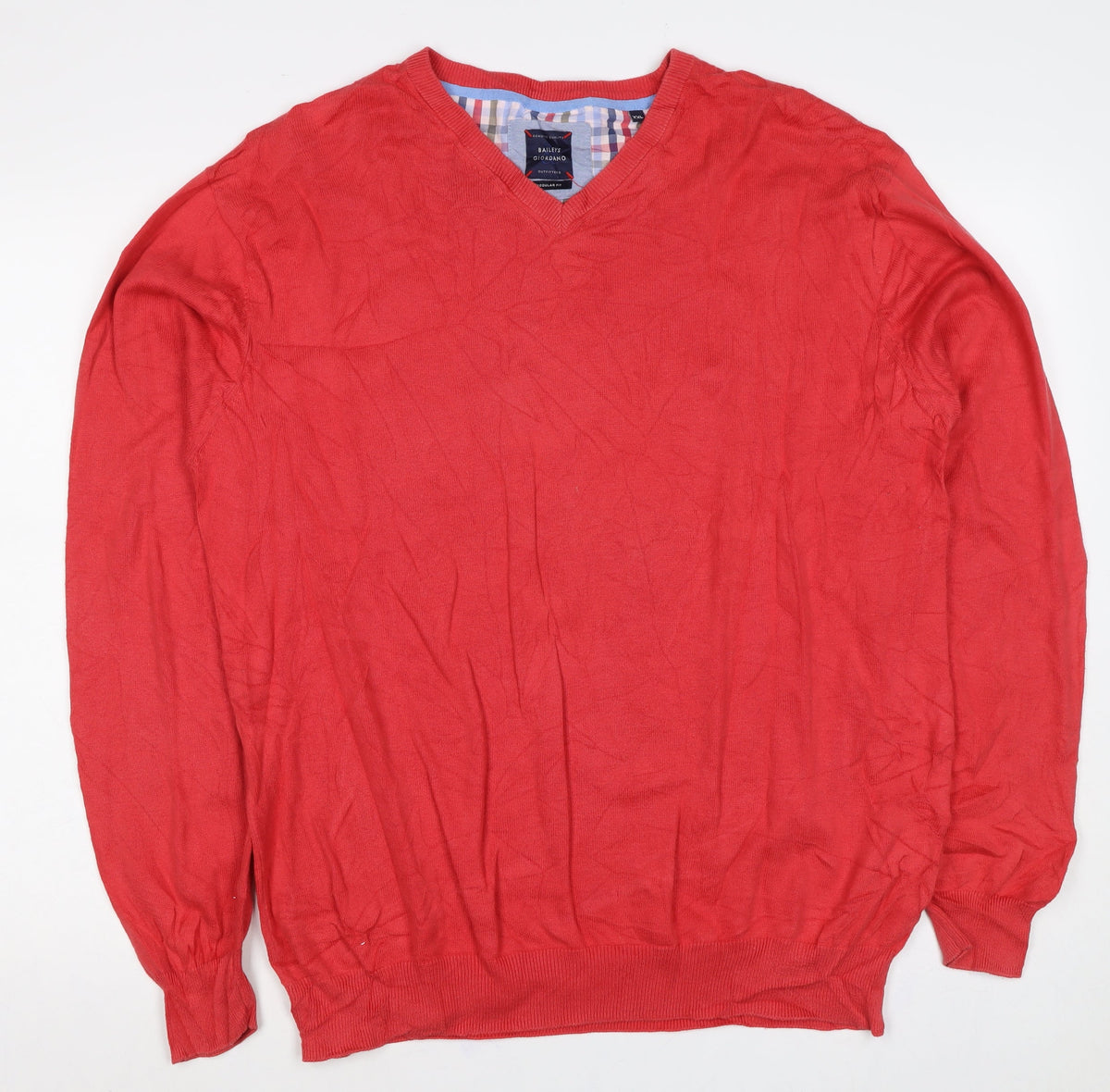 Baileys Giordano Men’s Red 3XL V-Neck Cotton Pullover Jumper