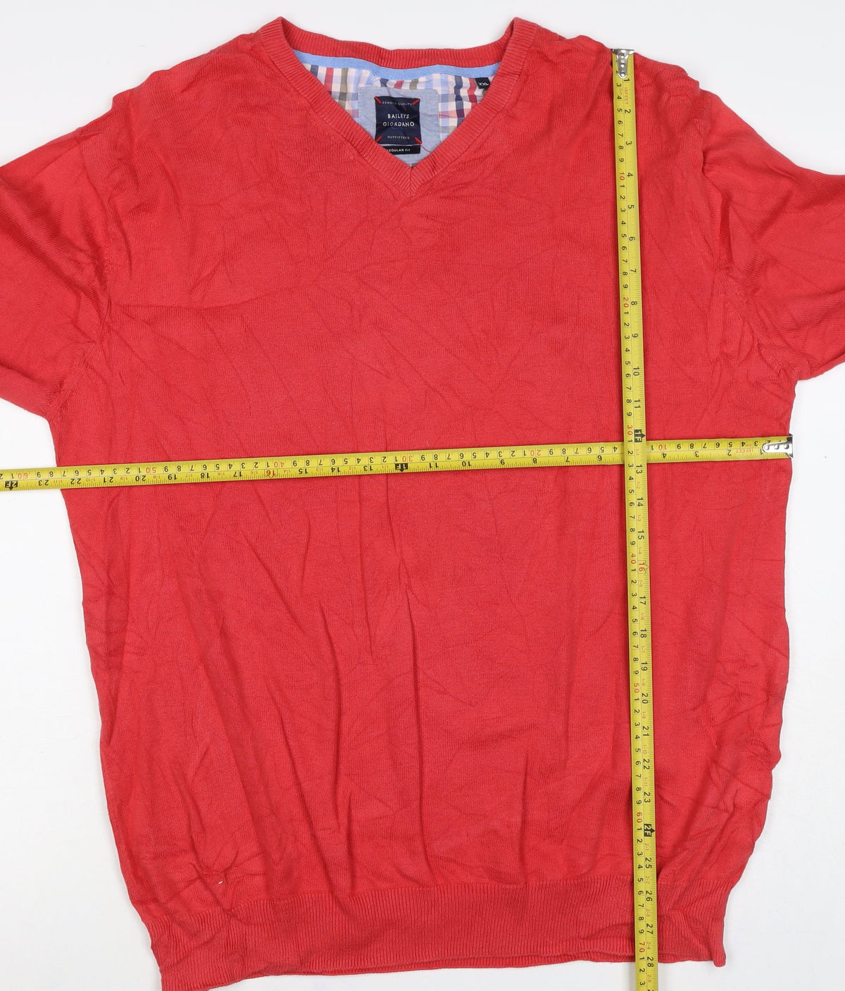 Baileys Giordano Men’s Red 3XL V-Neck Cotton Pullover Jumper