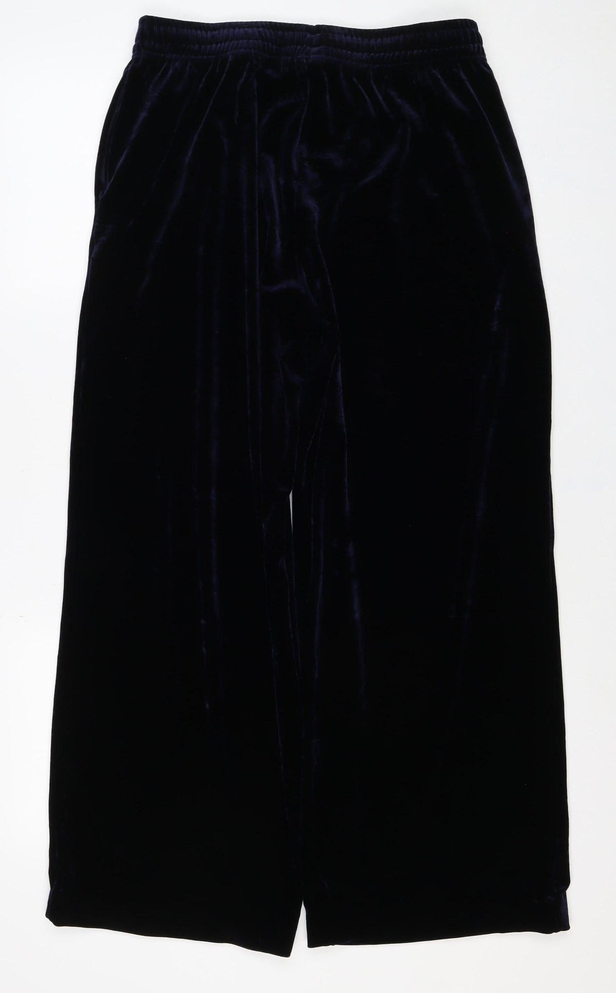 UNIQLO Women Blue UK 14 Velvet Flared Elastic Waist Trousers