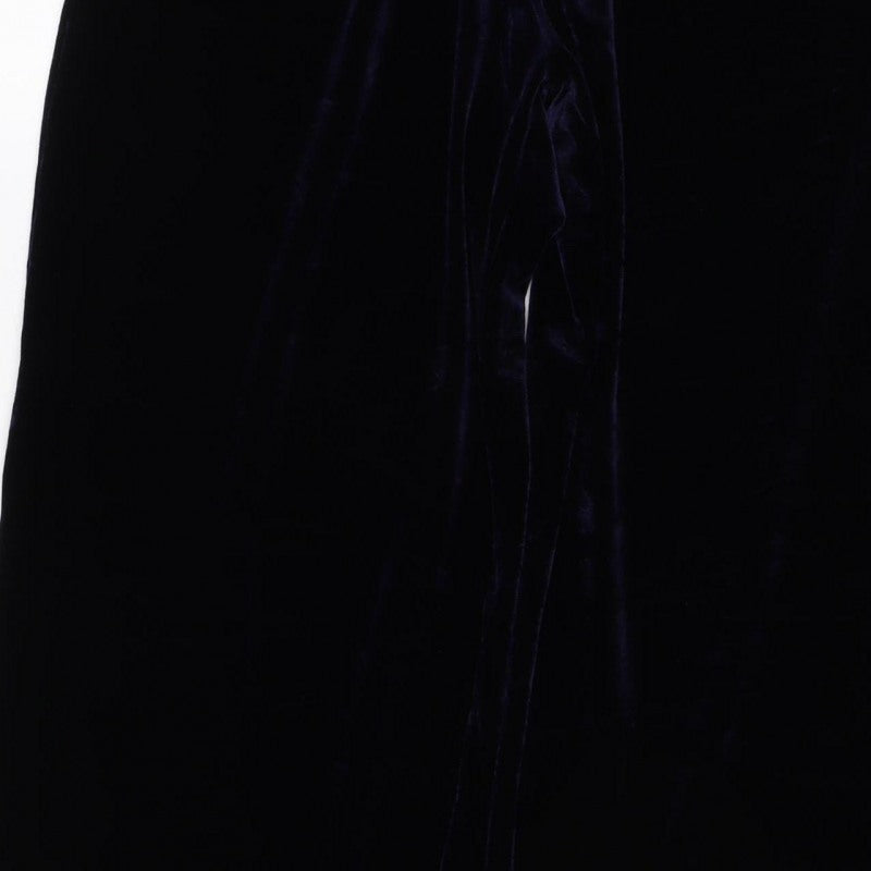 UNIQLO Women Blue UK 14 Velvet Flared Elastic Waist Trousers