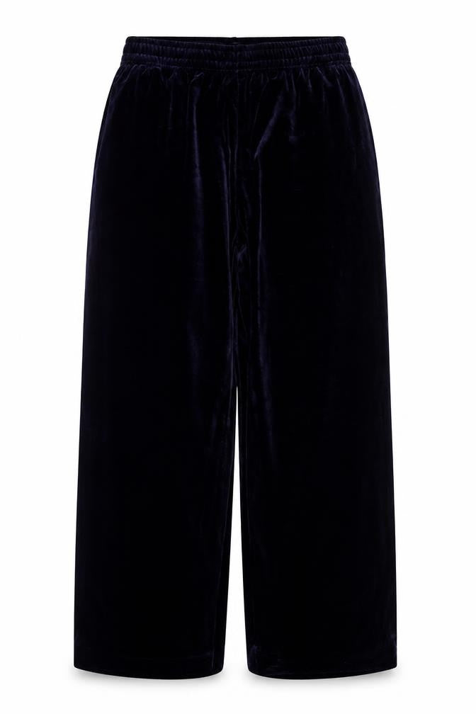 UNIQLO Women Blue UK 14 Velvet Flared Elastic Waist Trousers