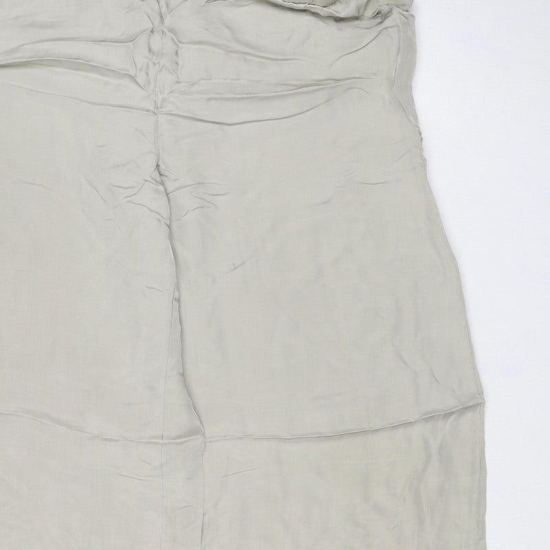 Marks and Spencer Women Beige Size 12 Wide-Leg Viscose Trousers
