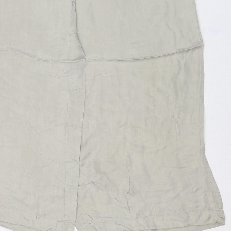 Marks and Spencer Women Beige Size 12 Wide-Leg Viscose Trousers