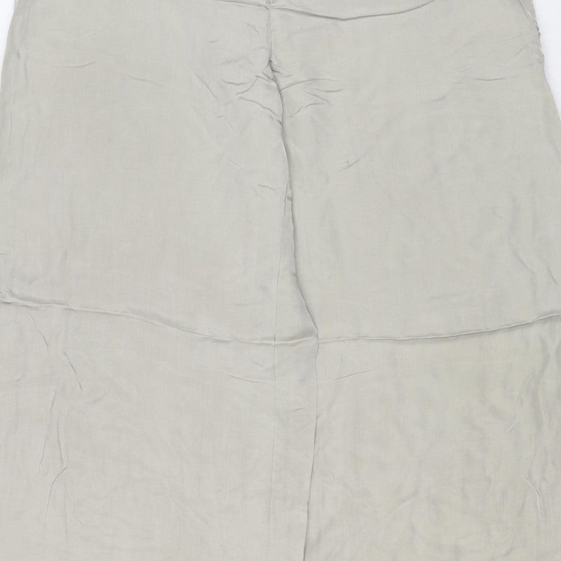 Marks and Spencer Women Beige Size 12 Wide-Leg Viscose Trousers
