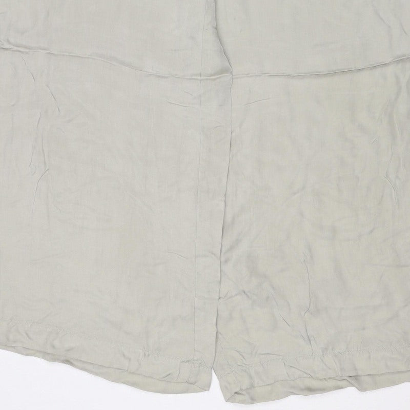 Marks and Spencer Women Beige Size 12 Wide-Leg Viscose Trousers