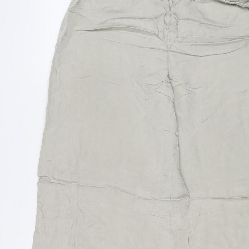 Marks and Spencer Women Beige Size 12 Wide-Leg Viscose Trousers