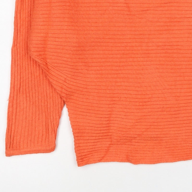 Anthropologie Women’s Orange XS Rib Knit Viscose Blend Crew Neck Jumper