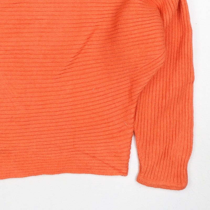 Anthropologie Women’s Orange XS Rib Knit Viscose Blend Crew Neck Jumper