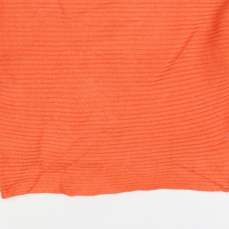 Anthropologie Women’s Orange XS Rib Knit Viscose Blend Crew Neck Jumper