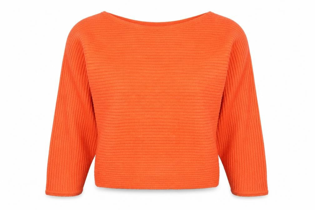 Anthropologie Women’s Orange XS Rib Knit Viscose Blend Crew Neck Jumper