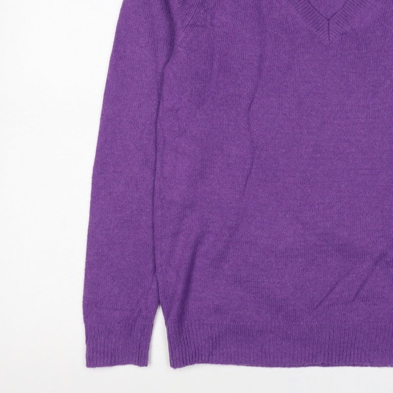 UNIQLO Women Purple Wool Alpaca V-Neck Knit Pullover Jumper UK 14