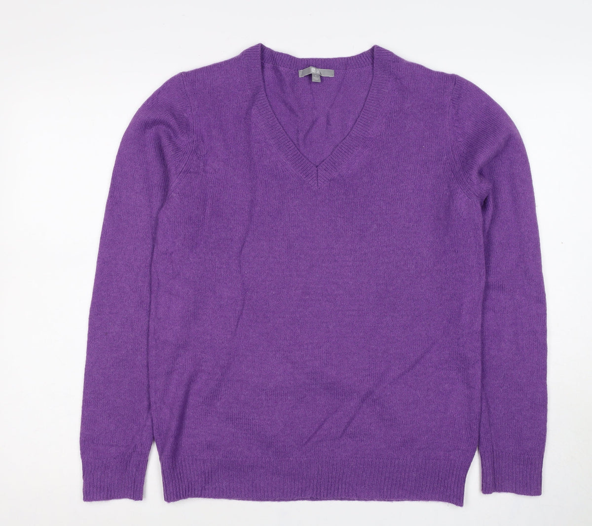 UNIQLO Women Purple Wool Alpaca V-Neck Knit Pullover Jumper UK 14