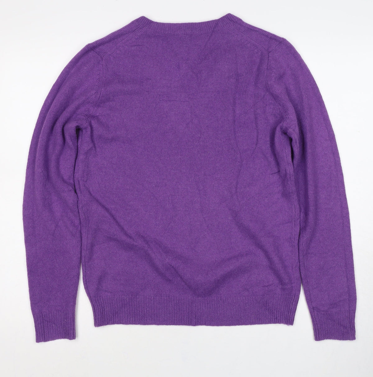 UNIQLO Women Purple Wool Alpaca V-Neck Knit Pullover Jumper UK 14
