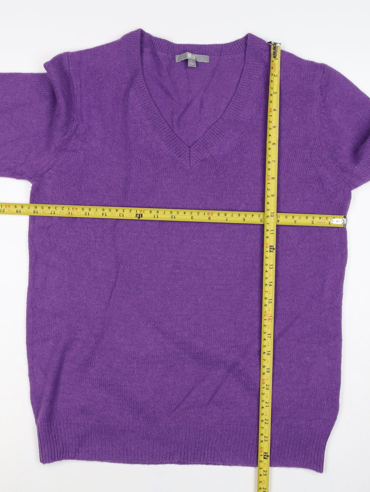 UNIQLO Women Purple Wool Alpaca V-Neck Knit Pullover Jumper UK 14