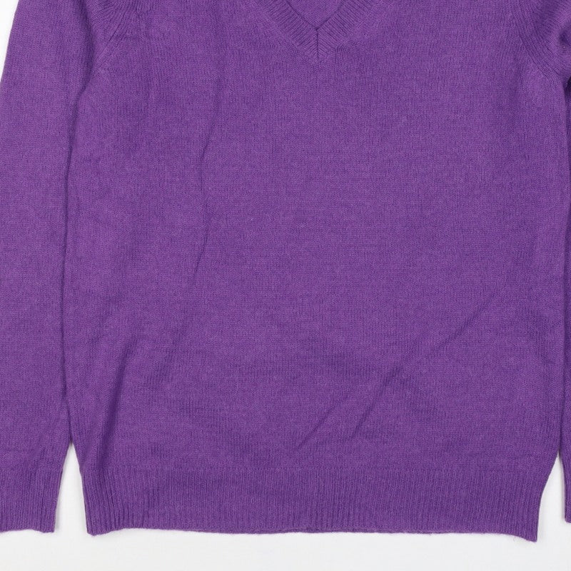 UNIQLO Women Purple Wool Alpaca V-Neck Knit Pullover Jumper UK 14