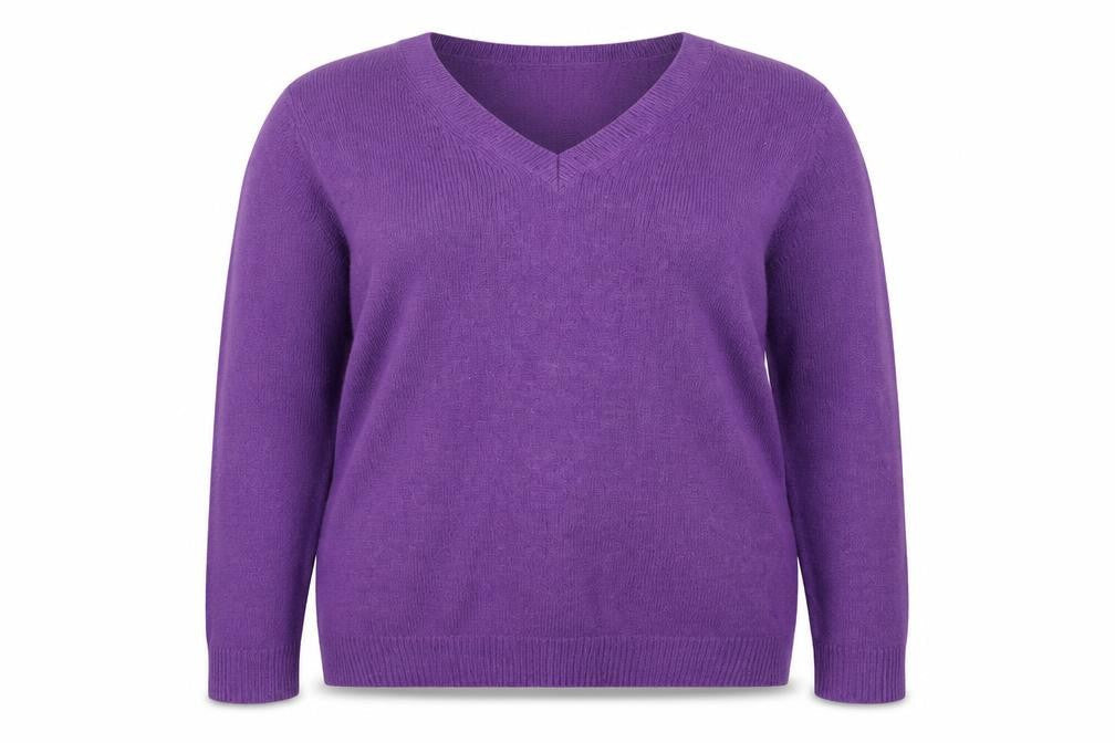 UNIQLO Women Purple Wool Alpaca V-Neck Knit Pullover Jumper UK 14