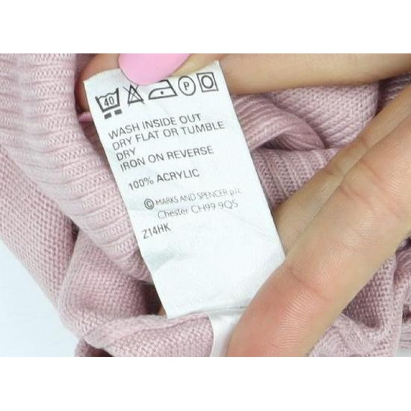 Marks and Spencer Women Pink UK 18 Basic Embroidered Knit Top