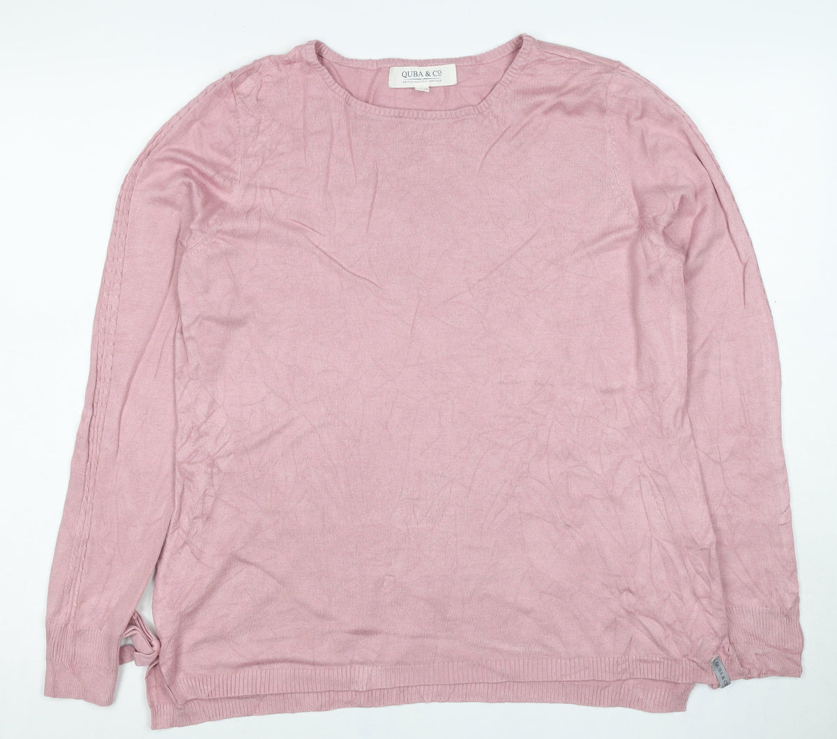 Quba & Co. Women’s Pink Size 10 Bamboo Knit Long Sleeve Basic Top