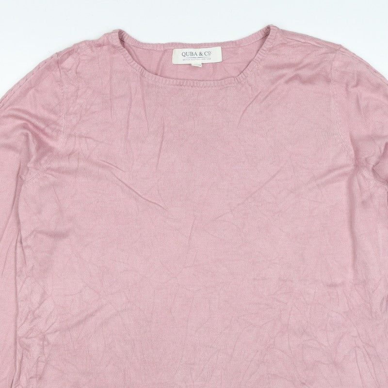 Quba & Co. Women’s Pink Size 10 Bamboo Knit Long Sleeve Basic Top