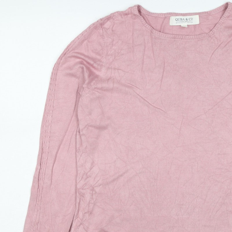 Quba & Co. Women’s Pink Size 10 Bamboo Knit Long Sleeve Basic Top