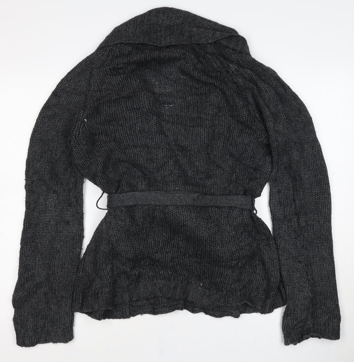 Figleaves Women’s Grey M Cable Knit Belted Wrap Cardigan