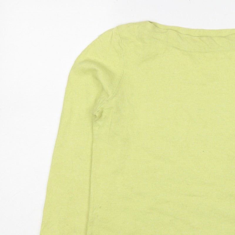 Thought Women Yellow UK 12 Linen Cotton Boat Neck Raglan Jumper