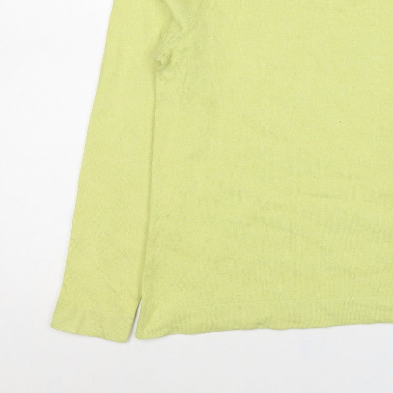 Thought Women Yellow UK 12 Linen Cotton Boat Neck Raglan Jumper