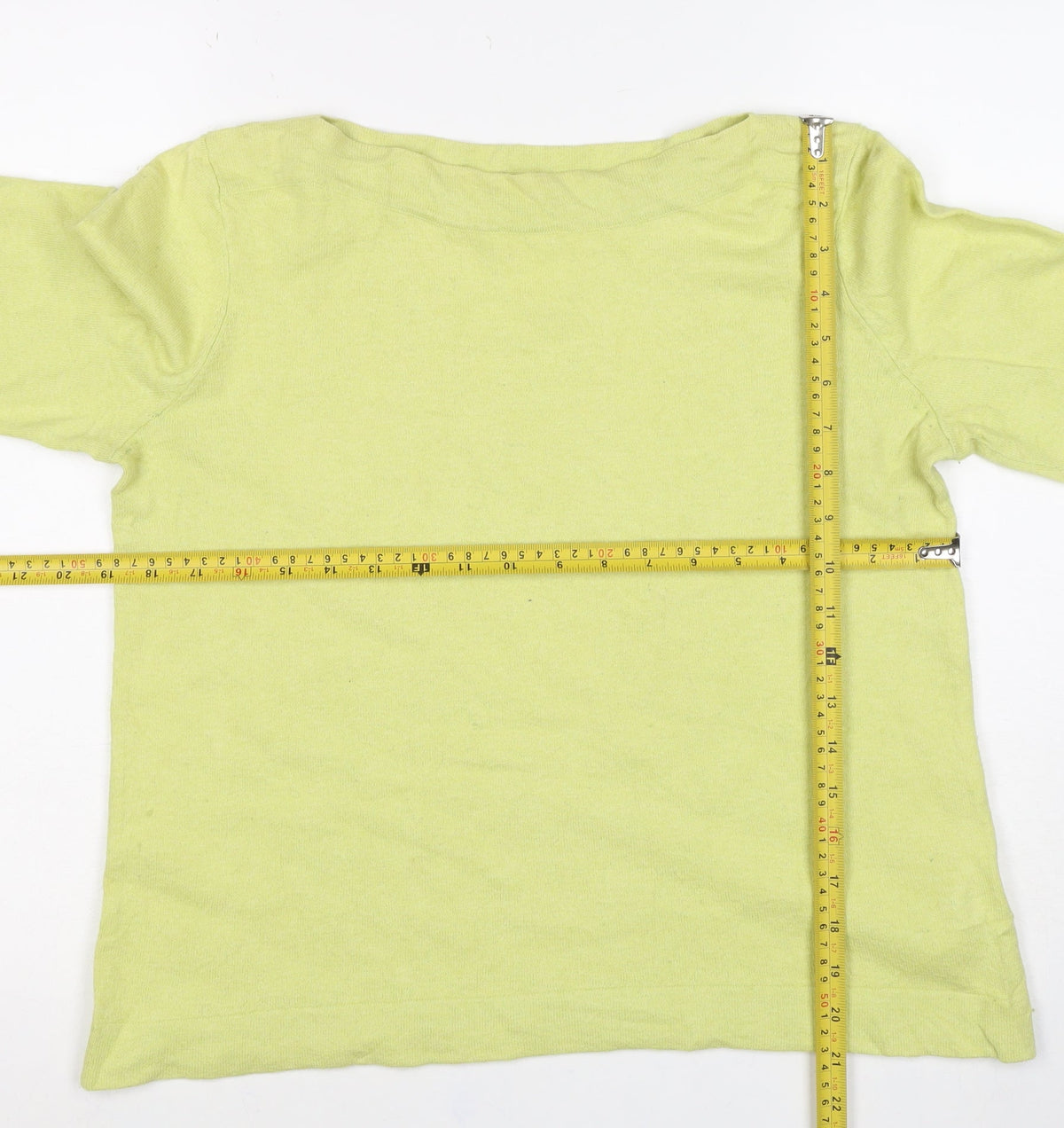 Thought Women Yellow UK 12 Linen Cotton Boat Neck Raglan Jumper